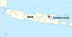 Ligging van Surabaya (stad) op Java Indonesië.jpg